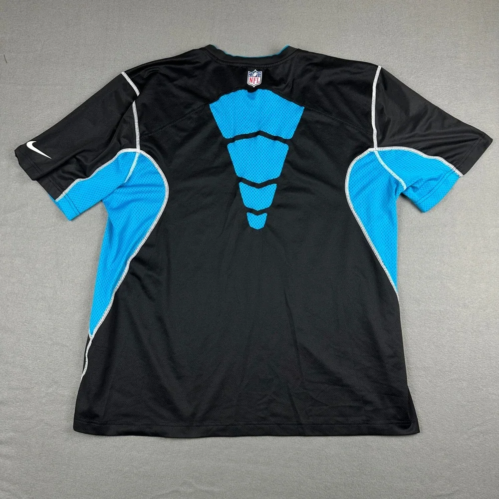 Nike Carolina Panthers NFL Dri-FIT Shirt Mens XXL Black Blue Mesh Training Top